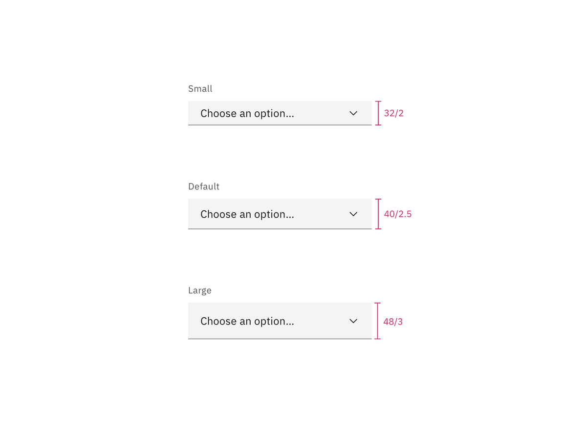 Dropdown sizes